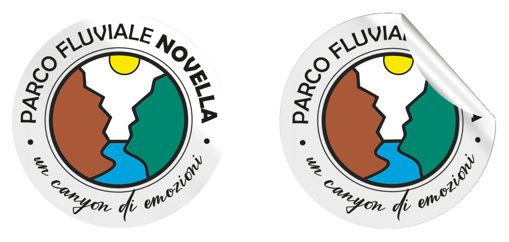 Parco Fluviale adesivo rotondo mockup